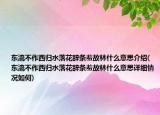 東流不作西歸水落花辭條羞故林什么意思介紹(東流不作西歸水落花辭條羞故林什么意思詳細情況如何)