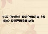 許嵩《微博控》歌詞介紹(許嵩《微博控》歌詞詳細情況如何)
