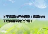 關于婚姻的經典語錄（婚姻的句子經典語錄簡介介紹）