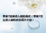 蘋果7如果進(jìn)入刷機(jī)模式（蘋果7怎么進(jìn)入刷機(jī)狀態(tài)簡(jiǎn)介介紹）