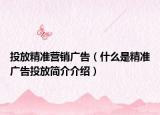投放精準營銷廣告（什么是精準廣告投放簡介介紹）