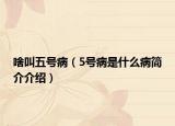 啥叫五號(hào)?。?號(hào)病是什么病簡(jiǎn)介介紹）