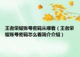 王者榮耀賬號(hào)密碼從哪看（王者榮耀賬號(hào)密碼怎么看簡介介紹）