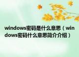 windows密碼是什么意思（windows密碼什么意思簡(jiǎn)介介紹）