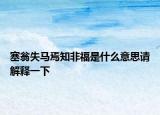 塞翁失馬焉知非福是什么意思請解釋一下