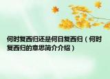 何時(shí)復(fù)西歸還是何日復(fù)西歸（何時(shí)復(fù)西歸的意思簡(jiǎn)介介紹）