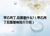 甲乙丙丁,后面是什么?（甲乙丙丁后面是啥簡介介紹）