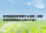 房貸提前還款需要什么流程（提前還房貸流程是什么簡(jiǎn)介介紹）