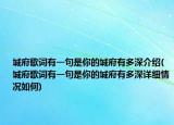 城府歌詞有一句是你的城府有多深介紹(城府歌詞有一句是你的城府有多深詳細(xì)情況如何)