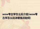 wow考古學(xué)怎么玩介紹(wow考古學(xué)怎么玩詳細(xì)情況如何)