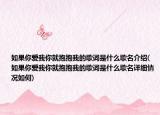 如果你愛我你就抱抱我的歌詞是什么歌名介紹(如果你愛我你就抱抱我的歌詞是什么歌名詳細情況如何)