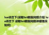 lua語言下(讀取txt數(shù)據(jù)問題介紹 lua語言下 讀取txt數(shù)據(jù)問題詳細(xì)情況如何)