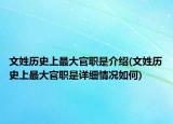文姓歷史上最大官職是介紹(文姓歷史上最大官職是詳細(xì)情況如何)