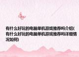 有什么好玩的電腦單機游戲推薦嗎介紹(有什么好玩的電腦單機游戲推薦嗎詳細(xì)情況如何)