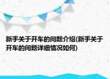 新手關(guān)于開車的問題介紹(新手關(guān)于開車的問題詳細(xì)情況如何)