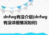 dnfwg有沒介紹(dnfwg有沒詳細(xì)情況如何)