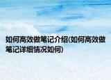 如何高效做筆記介紹(如何高效做筆記詳細(xì)情況如何)