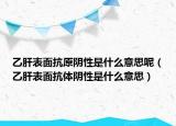 乙肝表面抗原陰性是什么意思呢（乙肝表面抗體陰性是什么意思）
