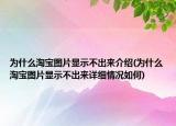 為什么淘寶圖片顯示不出來介紹(為什么淘寶圖片顯示不出來詳細情況如何)