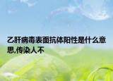 乙肝病毒表面抗體陽性是什么意思,傳染人不