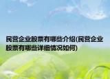 民營企業(yè)股票有哪些介紹(民營企業(yè)股票有哪些詳細(xì)情況如何)