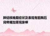 肺結(jié)核晚期癥狀及表現(xiàn)有前胸后背疼痛加重現(xiàn)象嘛