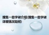 搜集一些字謎介紹(搜集一些字謎詳細情況如何)