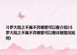 斗羅大陸之不離不棄哪里可以看介紹(斗羅大陸之不離不棄哪里可以看詳細(xì)情況如何)