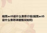 暗黑act5是什么意思介紹(暗黑act5是什么意思詳細(xì)情況如何)