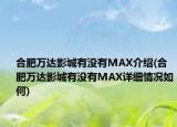 合肥萬達(dá)影城有沒有MAX介紹(合肥萬達(dá)影城有沒有MAX詳細(xì)情況如何)