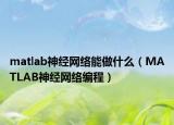 matlab神經(jīng)網(wǎng)絡能做什么（MATLAB神經(jīng)網(wǎng)絡編程）