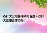 乙肝大三陽(yáng)會(huì)傳染嗎百度（乙肝大三陽(yáng)會(huì)傳染嗎）