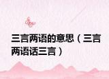 三言兩語的意思（三言兩語話三言）