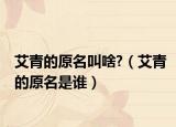 艾青的原名叫啥?（艾青的原名是誰(shuí)）