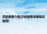 莎的意思介紹(莎的意思詳細情況如何)
