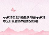 qq農(nóng)場怎么升級最快介紹(qq農(nóng)場怎么升級最快詳細(xì)情況如何)
