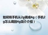 如何將手機(jī)從2g調(diào)成4g（手機(jī)2g怎么調(diào)回4g簡(jiǎn)介介紹）