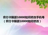 農(nóng)行卡限額10000如何修改手機(jī)號（農(nóng)行卡限額10000如何修改）
