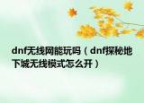 dnf無(wú)線網(wǎng)能玩嗎（dnf探秘地下城無(wú)線模式怎么開(kāi)）