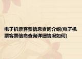 電子機(jī)票客票信息查詢介紹(電子機(jī)票客票信息查詢詳細(xì)情況如何)