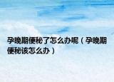 孕晚期便秘了怎么辦呢（孕晚期便秘該怎么辦）
