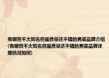 有哪些不太知名但是質(zhì)量還不錯的男裝品牌介紹(有哪些不太知名但是質(zhì)量還不錯的男裝品牌詳細(xì)情況如何)