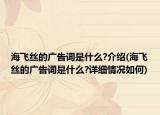 海飛絲的廣告詞是什么?介紹(海飛絲的廣告詞是什么?詳細情況如何)
