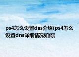 ps4怎么設置dns介紹(ps4怎么設置dns詳細情況如何)