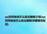 qq空間說(shuō)說(shuō)怎么批量刪除介紹(qq空間說(shuō)說(shuō)怎么批量刪除詳細(xì)情況如何)