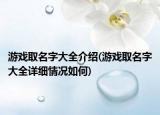 游戲取名字大全介紹(游戲取名字大全詳細情況如何)