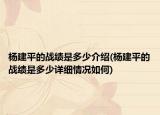 楊建平的戰(zhàn)績(jī)是多少介紹(楊建平的戰(zhàn)績(jī)是多少詳細(xì)情況如何)