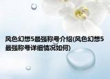 風(fēng)色幻想5最強(qiáng)稱號(hào)介紹(風(fēng)色幻想5最強(qiáng)稱號(hào)詳細(xì)情況如何)
