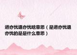 進(jìn)亦憂退亦憂啥意思（是進(jìn)亦憂退亦憂的是是什么意思）