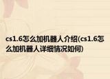 cs1.6怎么加機(jī)器人介紹(cs1.6怎么加機(jī)器人詳細(xì)情況如何)
